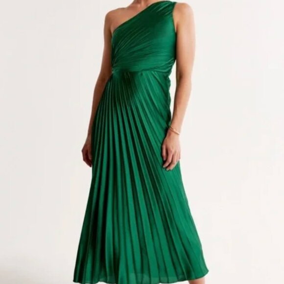 NWOT Abercrombie & Fitch Giselle Pleated Maxi Dress In Green Medium - Picture 4 of 9